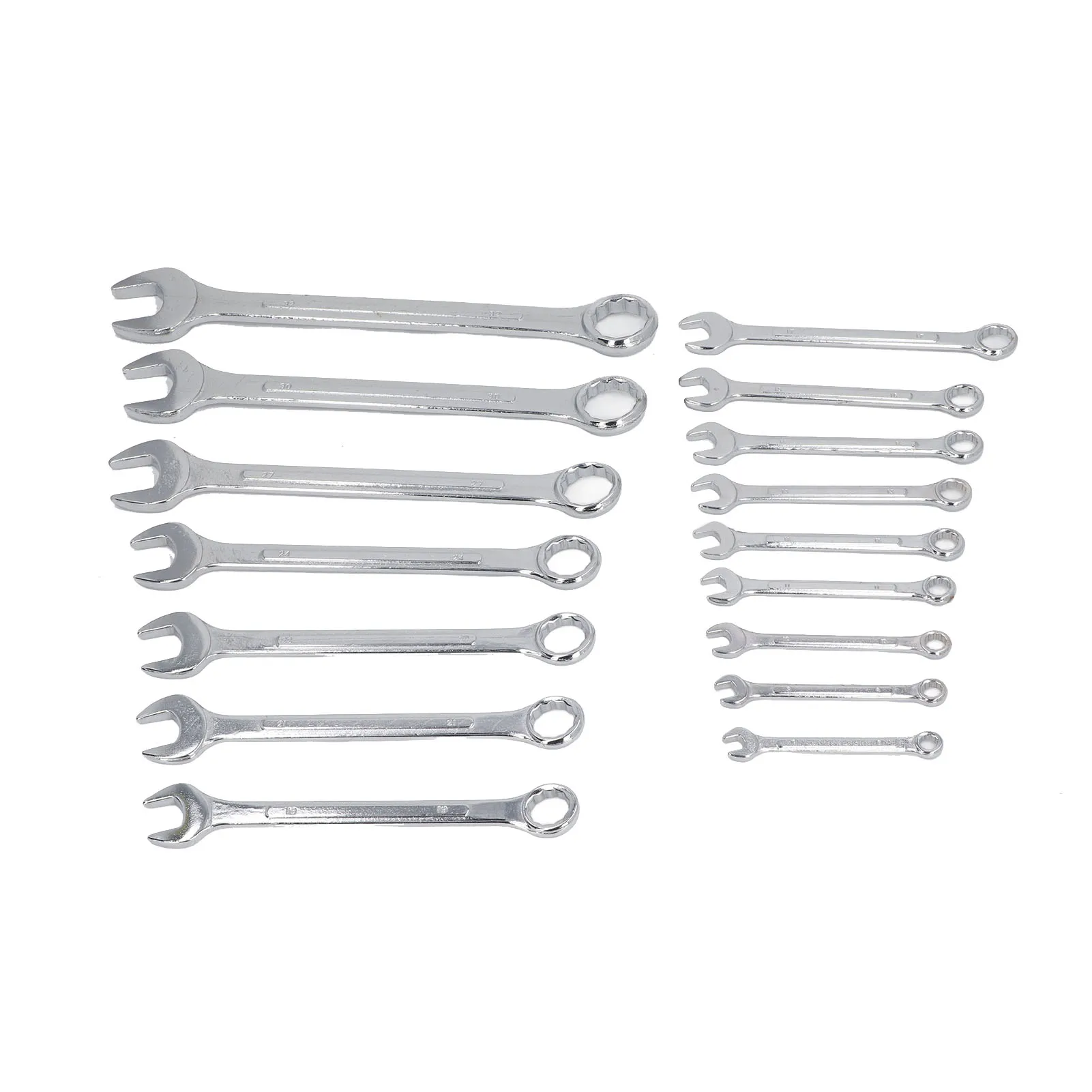 16Pcs Combination Wrenches Cr Vanadium Steel Pentalobe Open End Spanner Dual Purpose Wrench Set 8 to 32mm