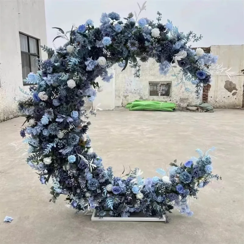 Wedding imitation background studio stage event decoration arched silk hydrangea moon flower wall arrangement 100cm row