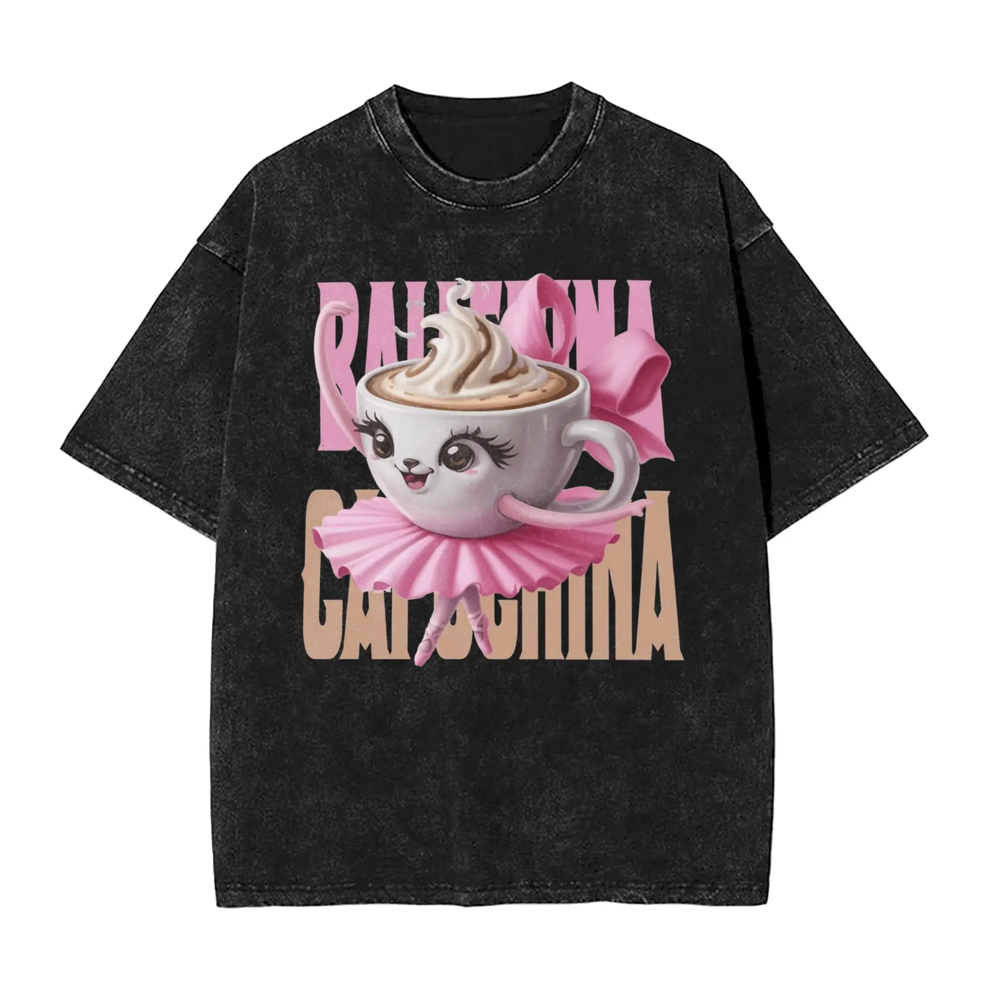 

Ballerina Capuchina Italian Brainrot Men T Shirt Washed Creative Tees Short Sleeve Round Collar T-Shirts Cotton Plus Size Tops