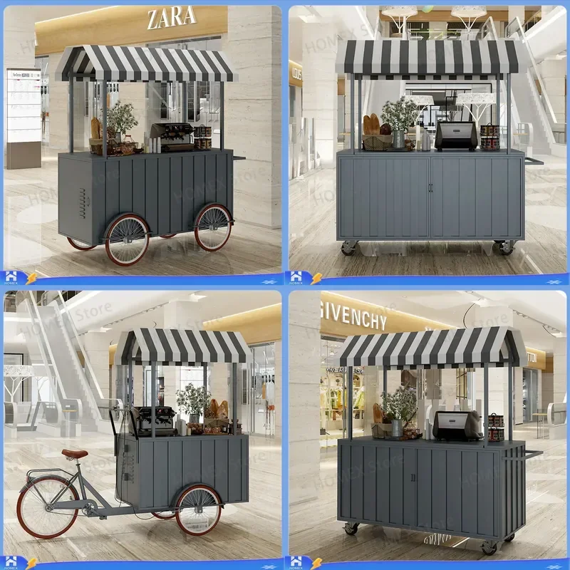 Mobile Food Cart Stainless Steel Snack Stall Commercial Street Vendor Kiosk Night Market BBQ Truck Shopping Mall Promotion
