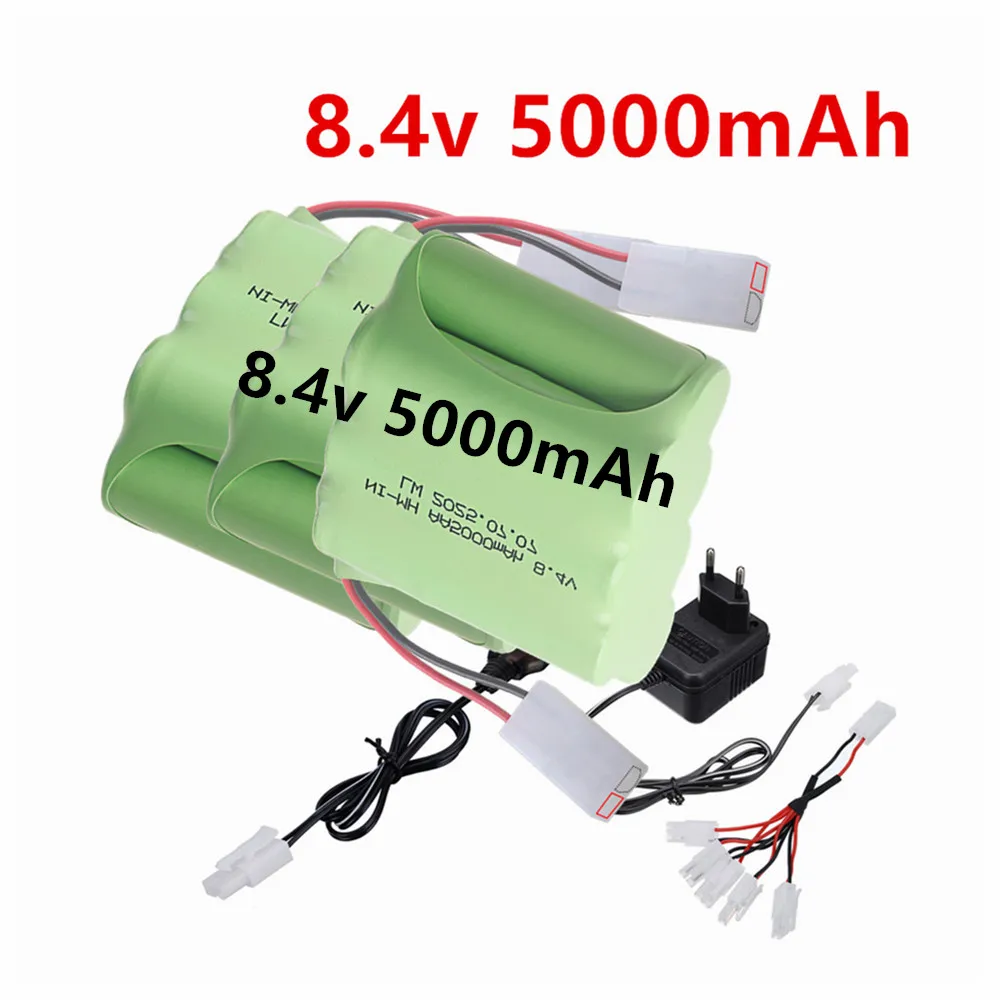 Rechargeable 8.4v Ni-MH Battery 5000mAh For Rc Cars,Trucks,Tanks,Robots,Boat,Toys Parts NiMH AA 8.4 v Battery /USB Charger