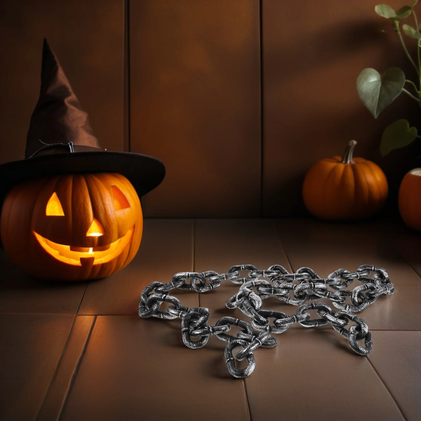 

Plastic Chain Link Decorations Fake Grey Chains for Halloween Haunted House Prison Theme Scary Party Horror Props Realistic