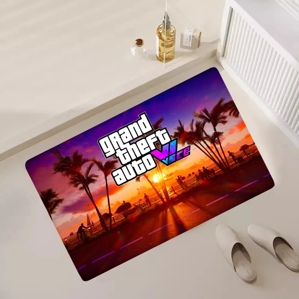 GTA 6 Game Floor Mat Bedroom Kitchen Door Bath House Super Absorbent Foot Non-slip