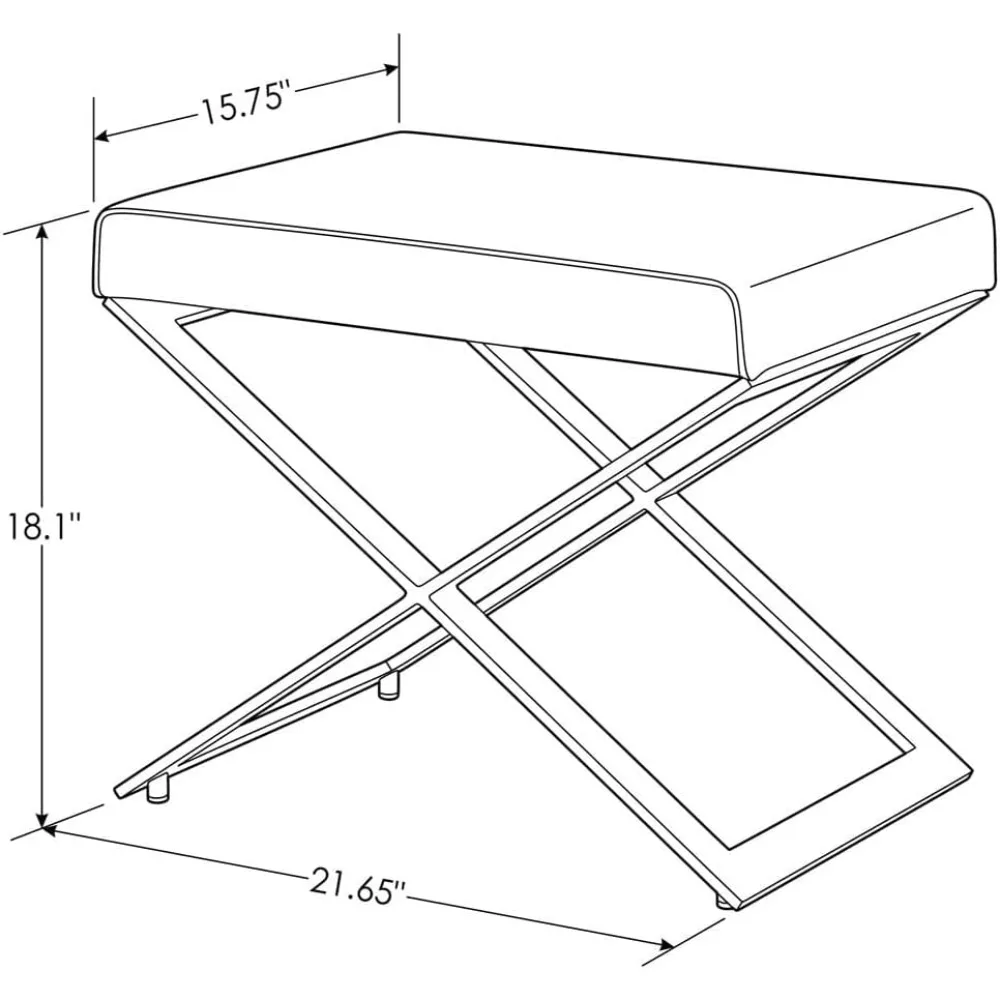 Modern Ottoman - Leatherette with Polished Stainless Steel Base