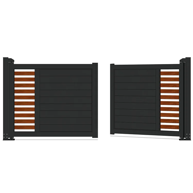 تخصيص الحديثة بسيطة الصدأ واقية رخيصة مزدوجة بوابة خارجية مخرمة منحوتة بوابة فناء الحديد للمنزل #4