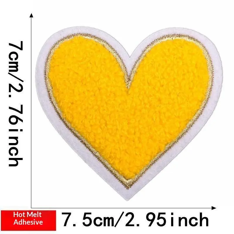 Mehrfarbige Handtuch-Stickerei-Herz-Aufnäher zum Aufbügeln, weich, flauschig, einfach anzubringen, perfekt für DIY-Jacken, Taschen, Bastelarbeiten, Dekorationen. – Detail 10