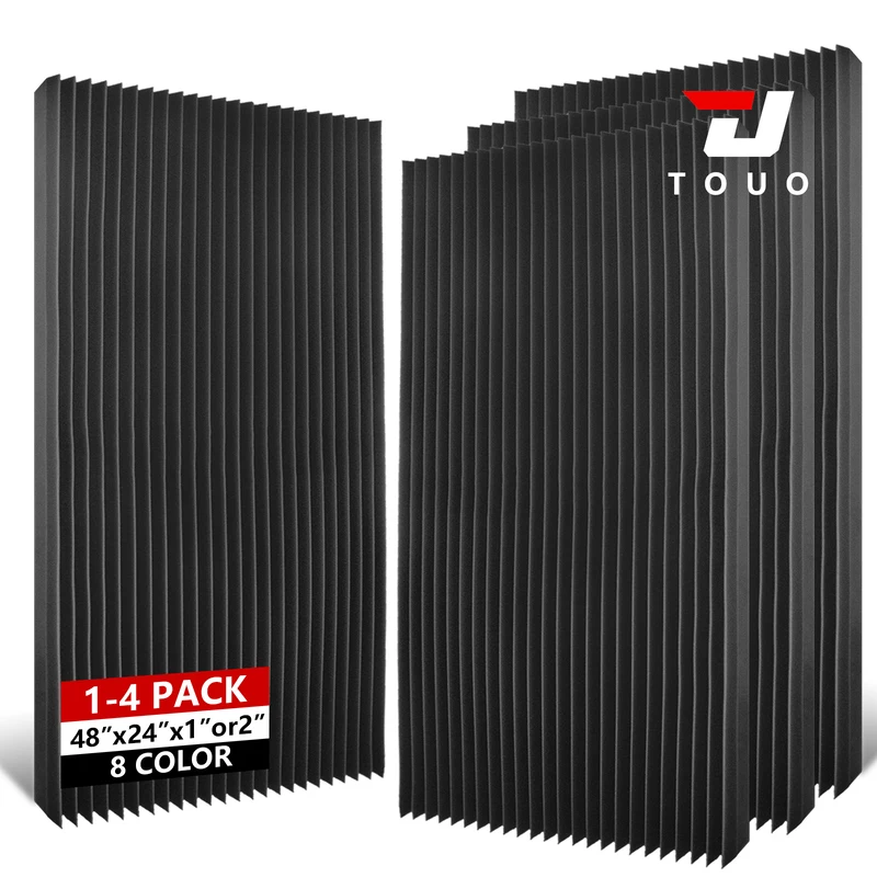 TOUO Wedge Espuma acústica 47,2 "x 23,6" Paquete de 1-4 Paneles de pared insonorizados Amortiguación de ruido para estudio Oficina Sala de juegos