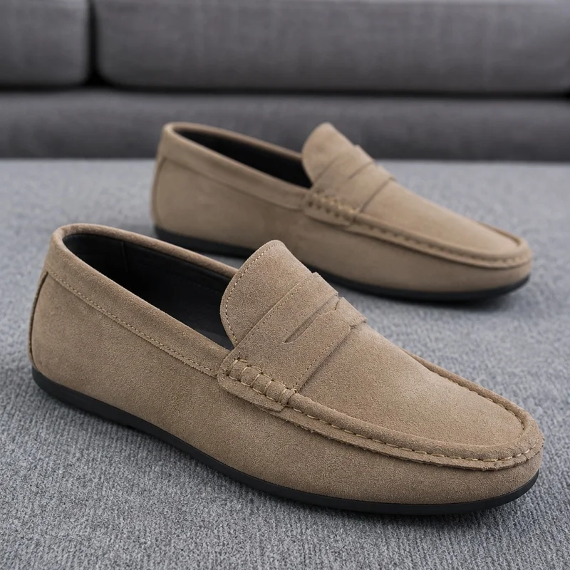Classic Designer Loafers For Men Moccasins Comfortable Suede Leather Casual Shoes Man Slip-on Shoes Non-slip Men's Driving Shoes