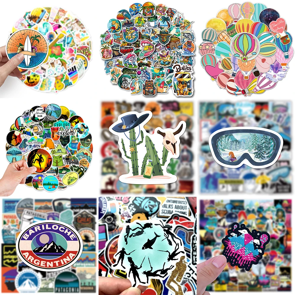 10/30/50PCS Cartoon Outdoor Stickers Series Hot Air Balloon Graffiti Luggage Notebook Refrigerator Helmet Decoration Wholesale