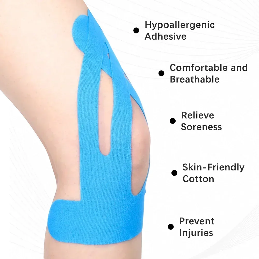 10PCS Kinesiology Tapes for Knees Waterproof & Breathable Sport Tape Elastic Adjustable Knee Elastoplast for Running Gym Hiking