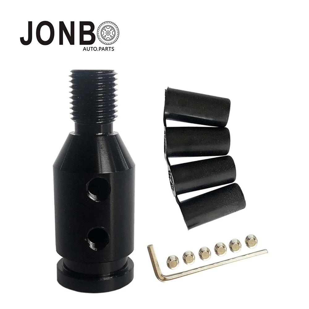 JONBO Universal M10x1.5/M12x1.25 Car Manual Gear Shift Knob Adapter For Non Threaded Shifters Black