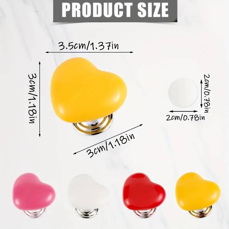 مجموعة مكونة من 4 قطع من أزرار تدفق المرحاض على شكل قلب، لمسة نهائية مطلية بالبلاستيك، معدن سبائك الزنك، رافعة خزان سهلة الضغط