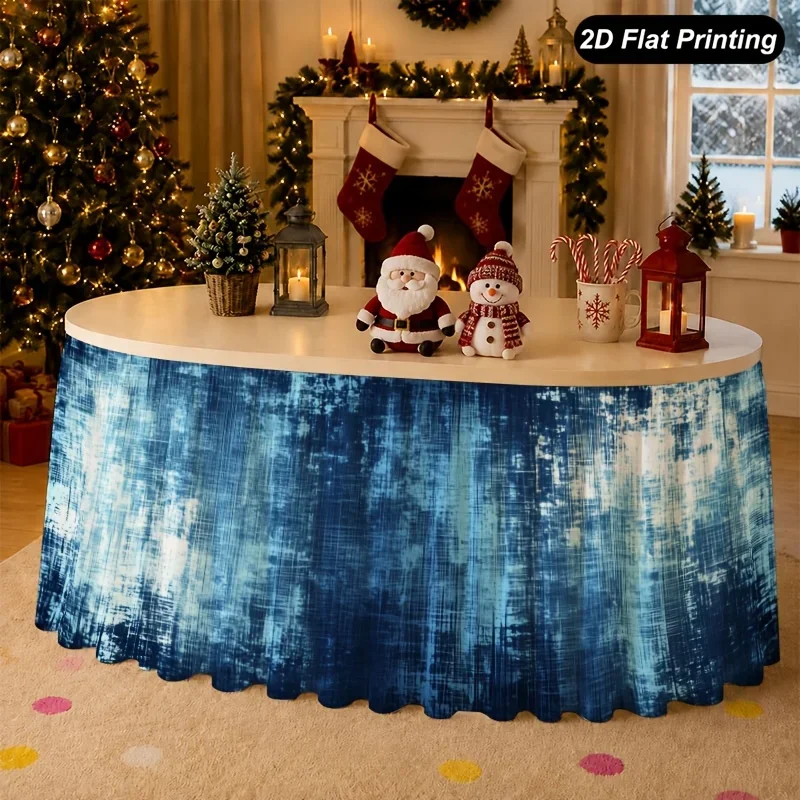One piece, Halloween, Christmas party table skirt, Grunge texture, vintage faded blue design