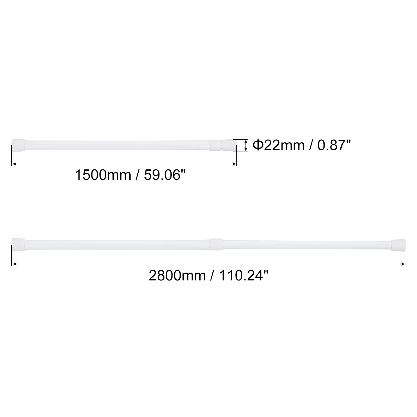 Tension Curtain Rod Adjustable 59 to 110 inch 0.79