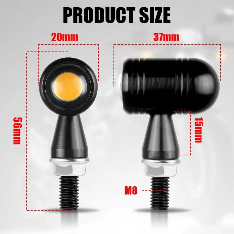 8mm Motorcycle LED Turn Signal Light CNC Indicator Amber Flasher Light Lamp For Cafe Racer Bobber Chopper Kawasaki Yamaha 12V