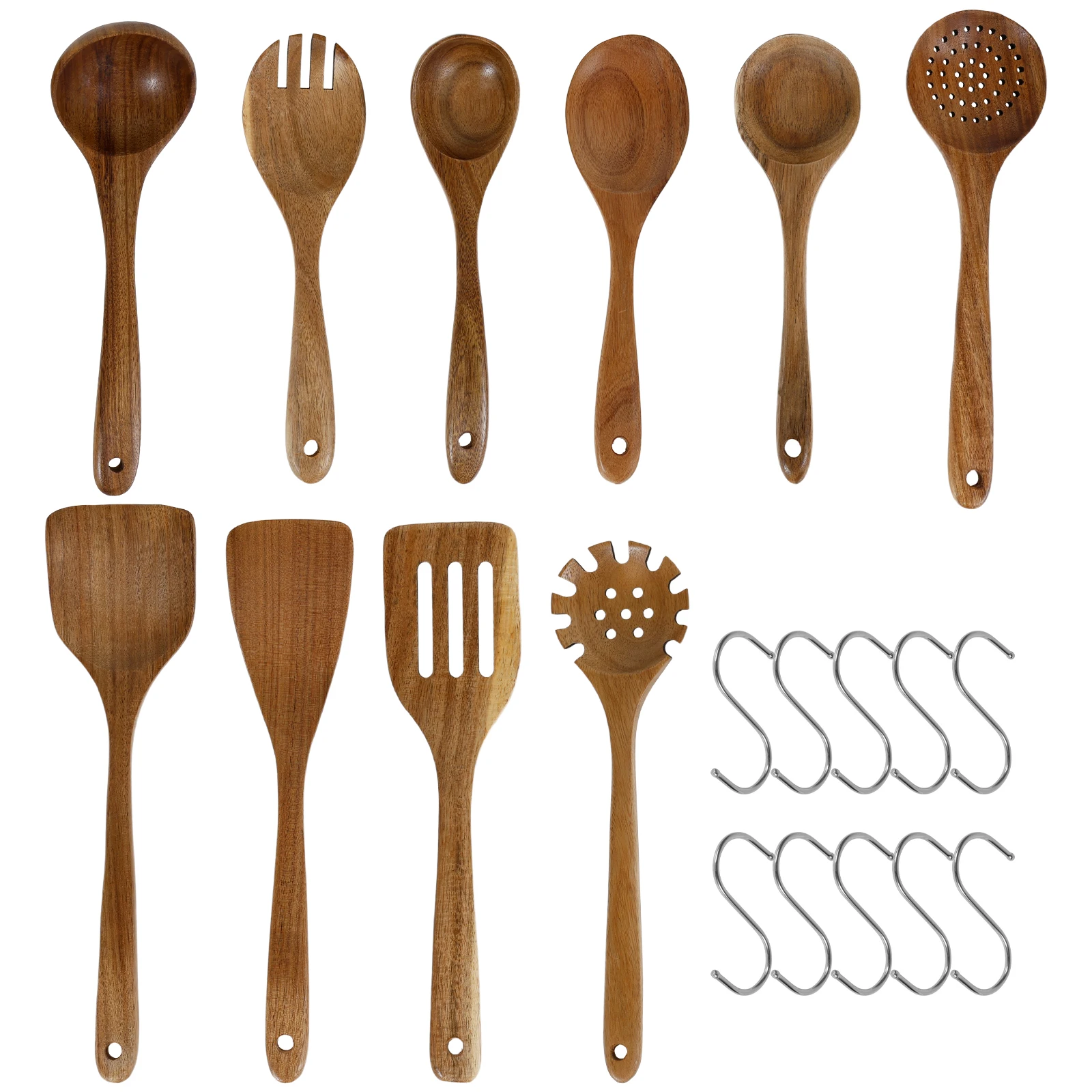

Набор деревянных кухонных принадлежностей с ложкой-лопаткой, антипригарная деревянная посуда, удобные ручки, противоожоговые кухонные инструменты для приготовления пищи