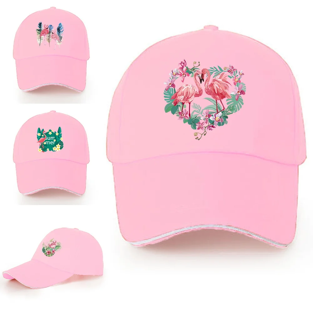 Ladies Travel Visors Hats Autumn Adjustable Outdoor Sport Unisex flamingo Series Sun Hat Fashion Summer Cotton Baseball Cap