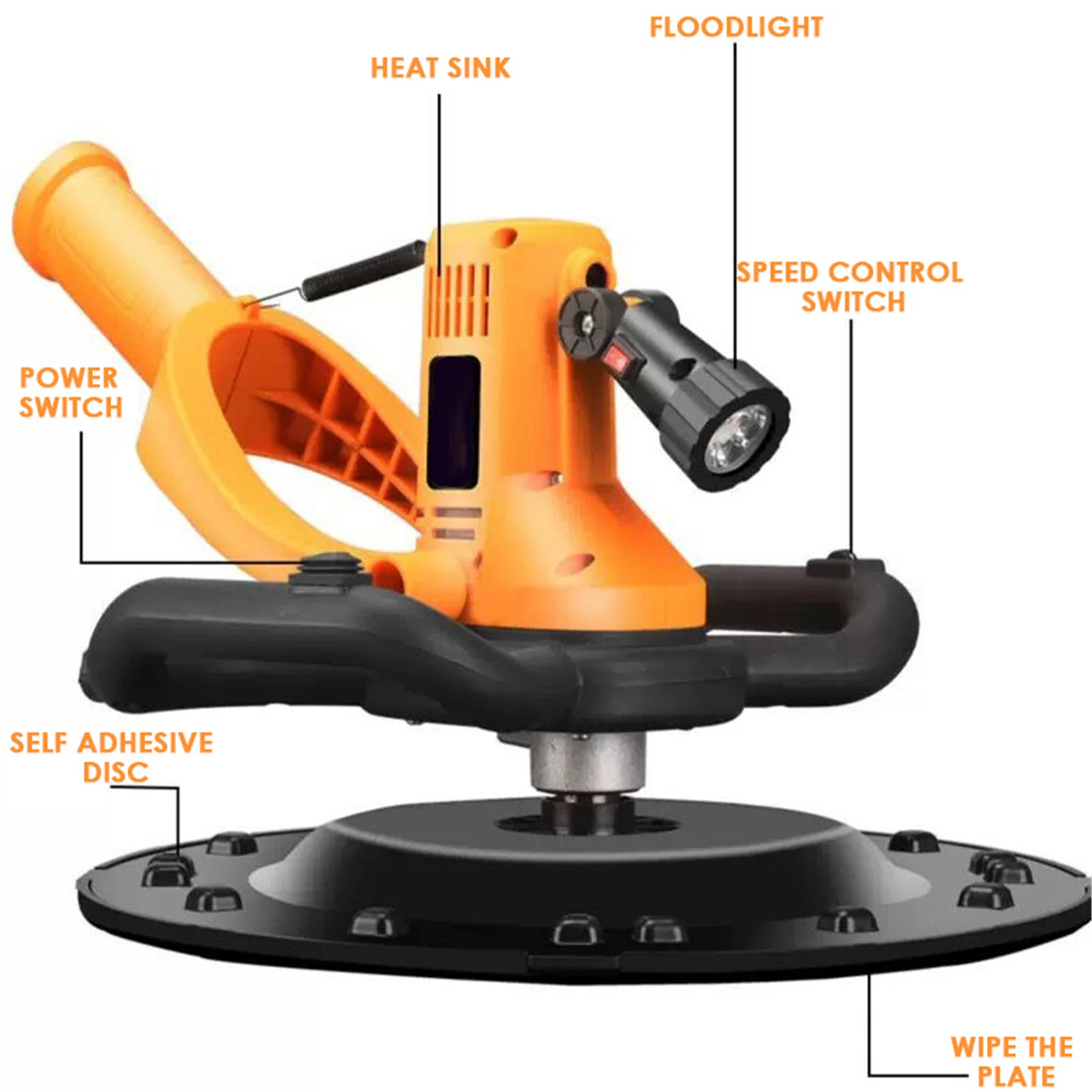 Electric Concrete Cement Mortar Trowel Wall Smoothing Polishing Machine 1700W 80-600rpm Plaster Smoothing Tool with Mixing Rod