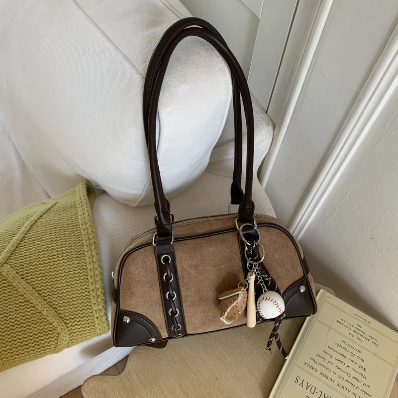 

Сумки на плечо из искусственной замши на молнии, большие вместительные осенне-зимние универсальные модные сумки 2025 года для женщин, дорожные сумки через плечо