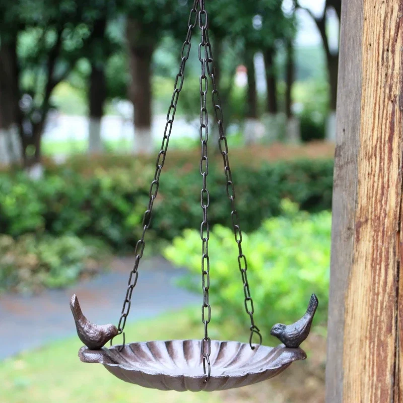 Cast Iron Hanging Bird Feeder For Wild Bird Perched Love Birds Garden Porch Tree Decor Bird Bath Farmhouse Heavy Duty Rustic