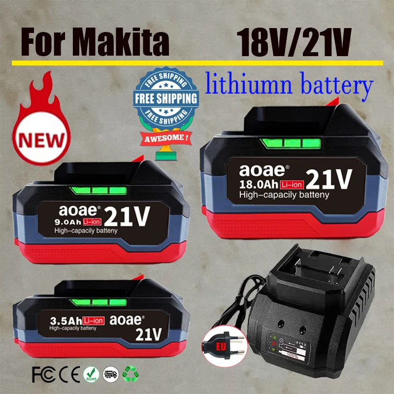 AOAE 18-21V 3.5 9.0 18.0Ah batterie au Lithium Rechargeable pour Makita 18V perceuse électrique sans fil clé scie tournevis meuleuse