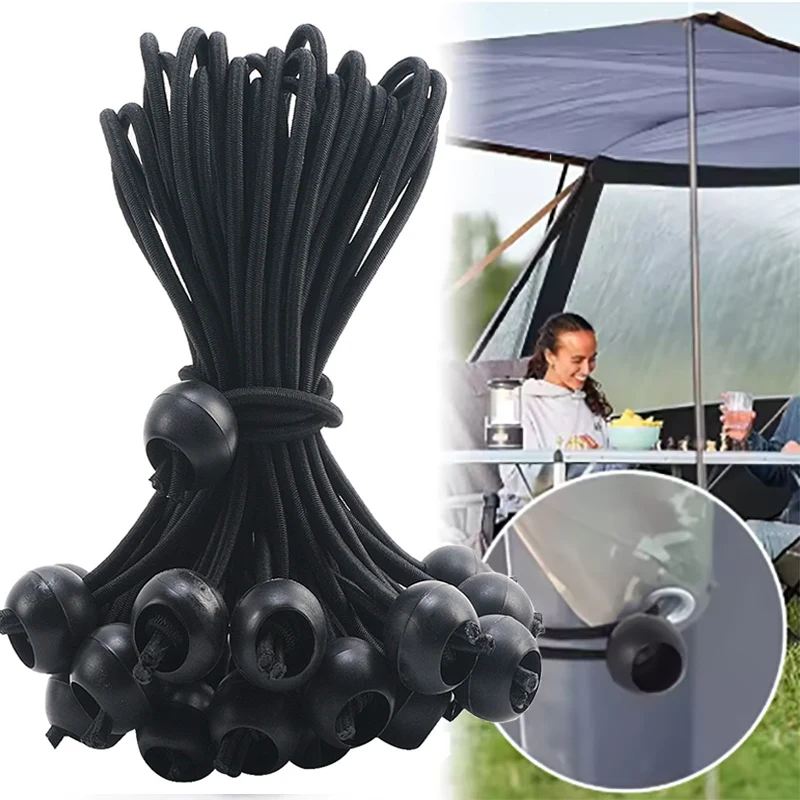 5Pcs Bungee Ball Elastic Cord Ties Portable Bungee Cord Canopy Tie Down for Outdoor Tarp Camping Tent Accessories