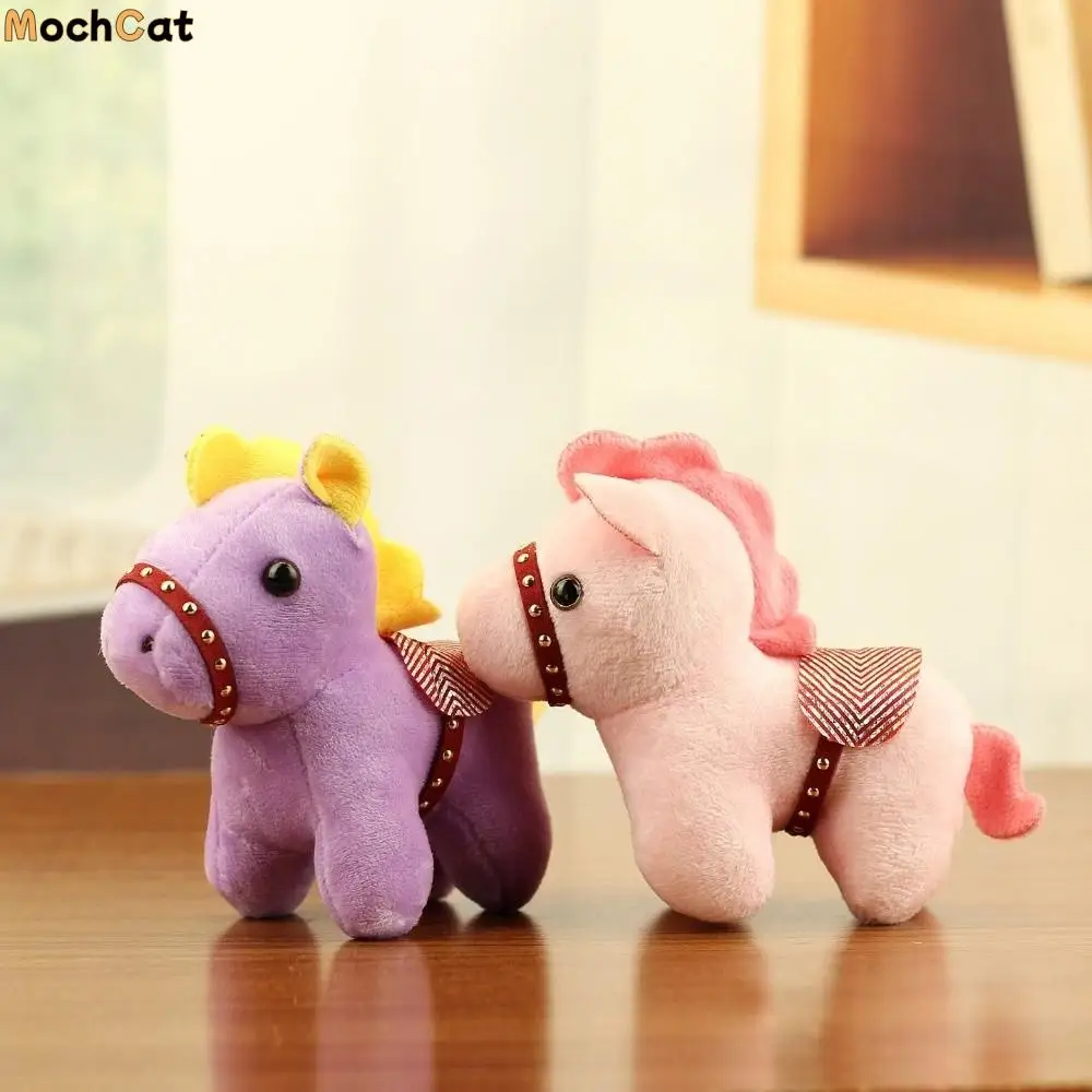 Cartoon pony hanger ros pop Chinese stijl knuffeldier sleutelhanger mascotte pop rugzak hanger pluche paard sleutelhanger