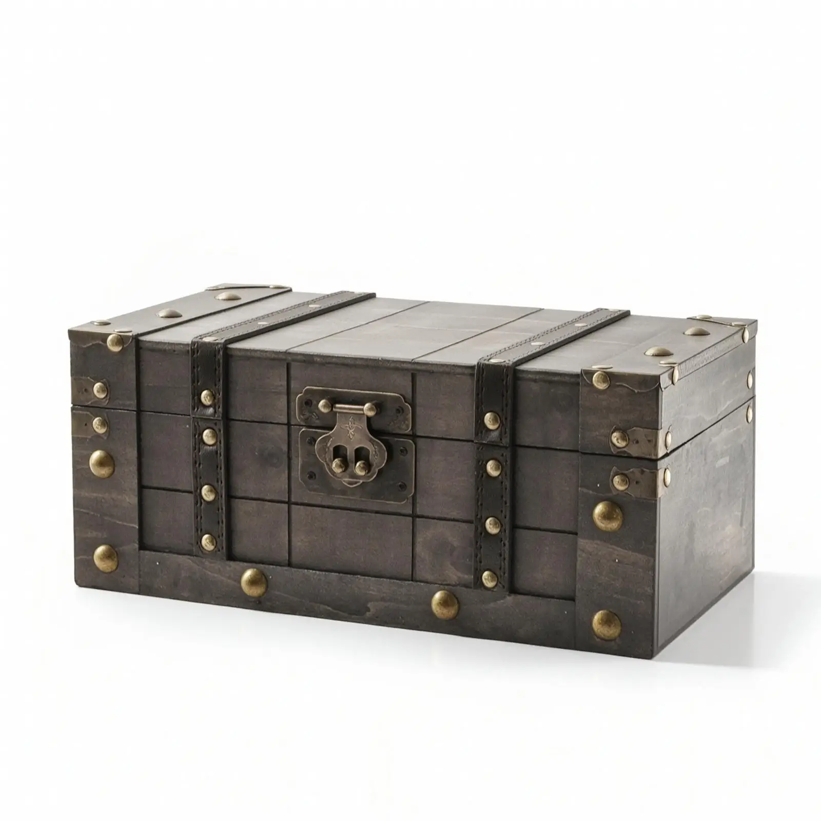 Wooden Vintage Storage Container Classic Organizer Chest Antique Furniture Trunk for Home Interior Decor