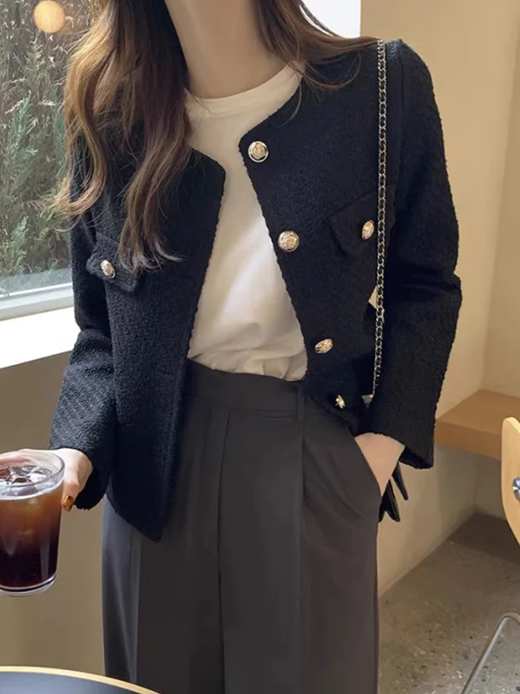 

Шикарная круглая женская свободная посадка Ne ort Jaet с декоративными пуговицами, осенняя модная повседневная верхняя одежда Long Sve