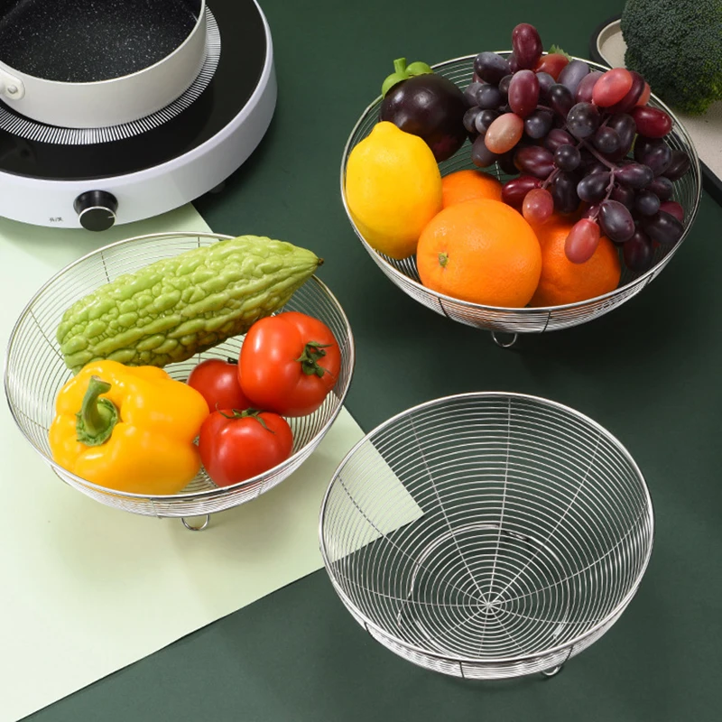 Fruit And Vegetable Basket Serving Tray Round Vegetable Stand Holder Fruit Storage Basket For Snacks Fruits Lemon Breads Potato