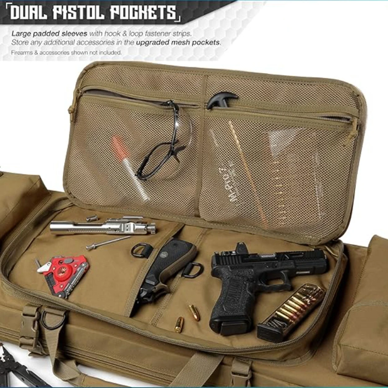 Tactical Rifle Case Pistol Bag Waterproof Gun Backpack with Lockable Zipper Padded Soft Firearms Storage for Hunting Shooting