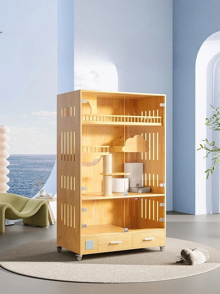 

Solid Wood Cat Nest Cat Villa Luxury Home Indoor Oversized Cat House Integrated Cabinet