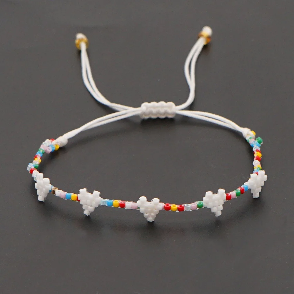 

Rice bead bracelet Originality Heart Design Bohemia Gradient color Hand knitting Adjustable Female Fashion Beaded bracelet