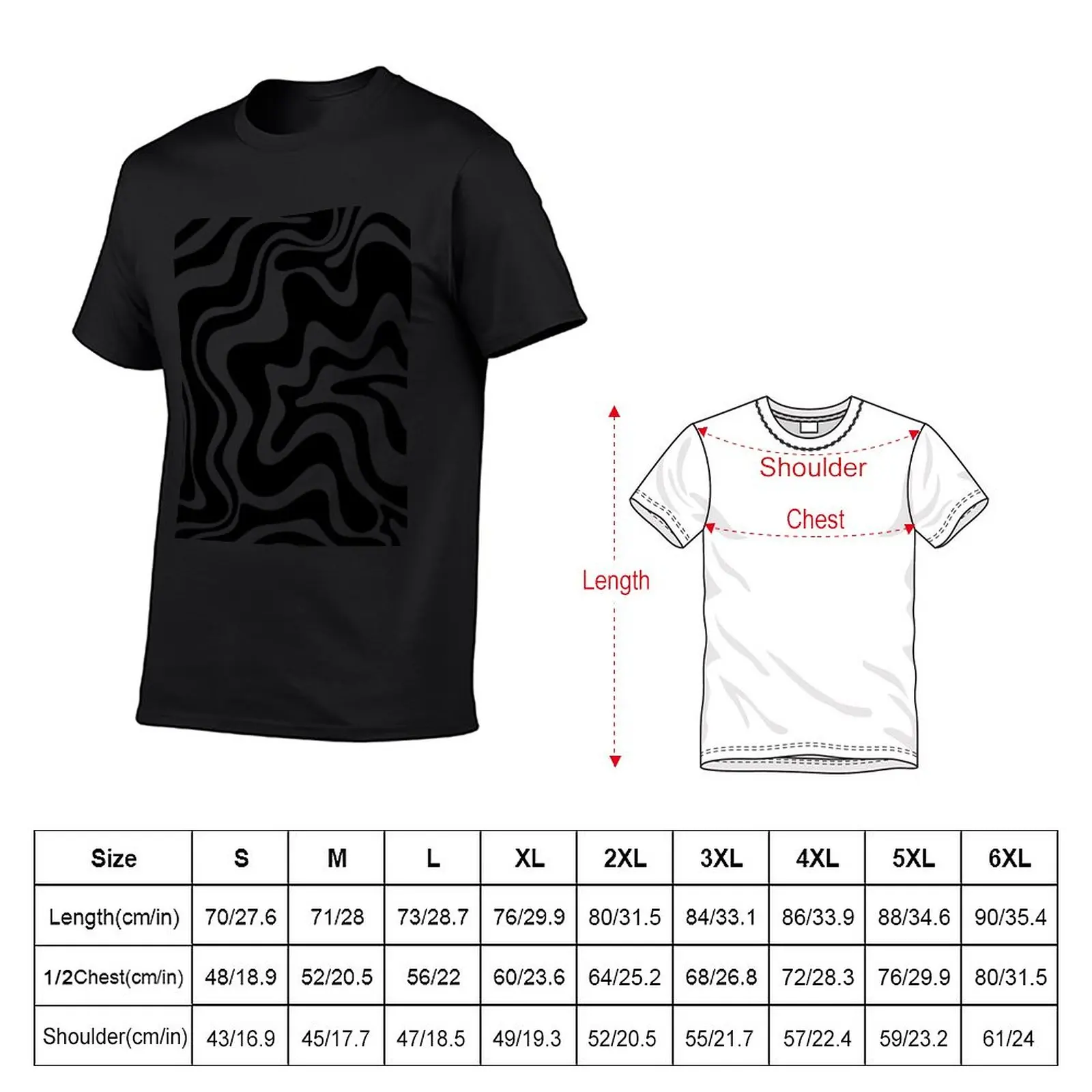 New Retro Liquid Swirl Abstract Pattern in Black and Almond Cream T-Shirt oversized t shirts t shirt man fitted t shirts for men