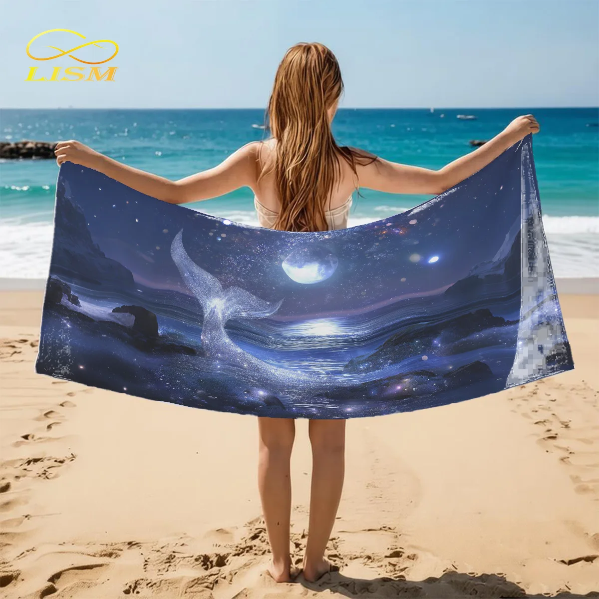 

1pc Mermaid Fishtail Towel-Oversized, Absorbent Microfiber, Quick Dry, Ideal for Travel, Swimming, Surfing Bath Towel
