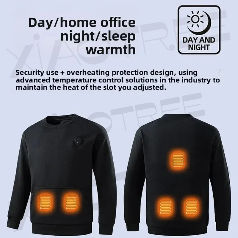 New USB Heated Hoodie, Men's Five-Zone Heated Clothing, Outdoor Warm Sportswear, Autumn and Winter, Cozy Heated Sweater