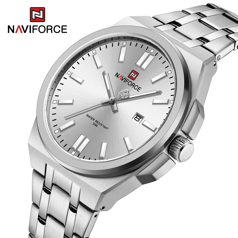 NAVIFORCE Brand Luxury Men Watch Waterproof Stainless Steel Business Quartz Wristwatches Sport Luminous Date Clock Reloj Hombre