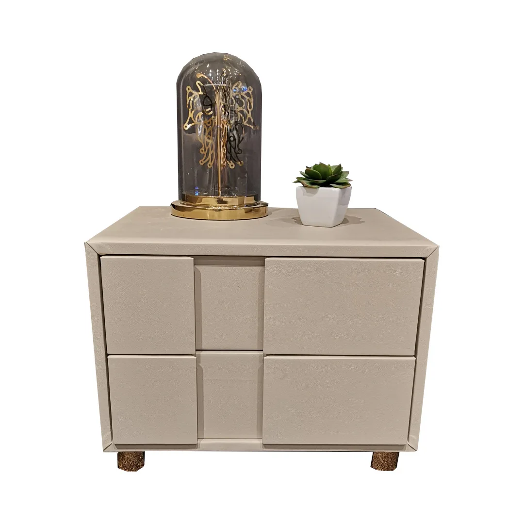 

Italian simplicity, bedside table, leather bedside, small all-solid wood storage cabinet