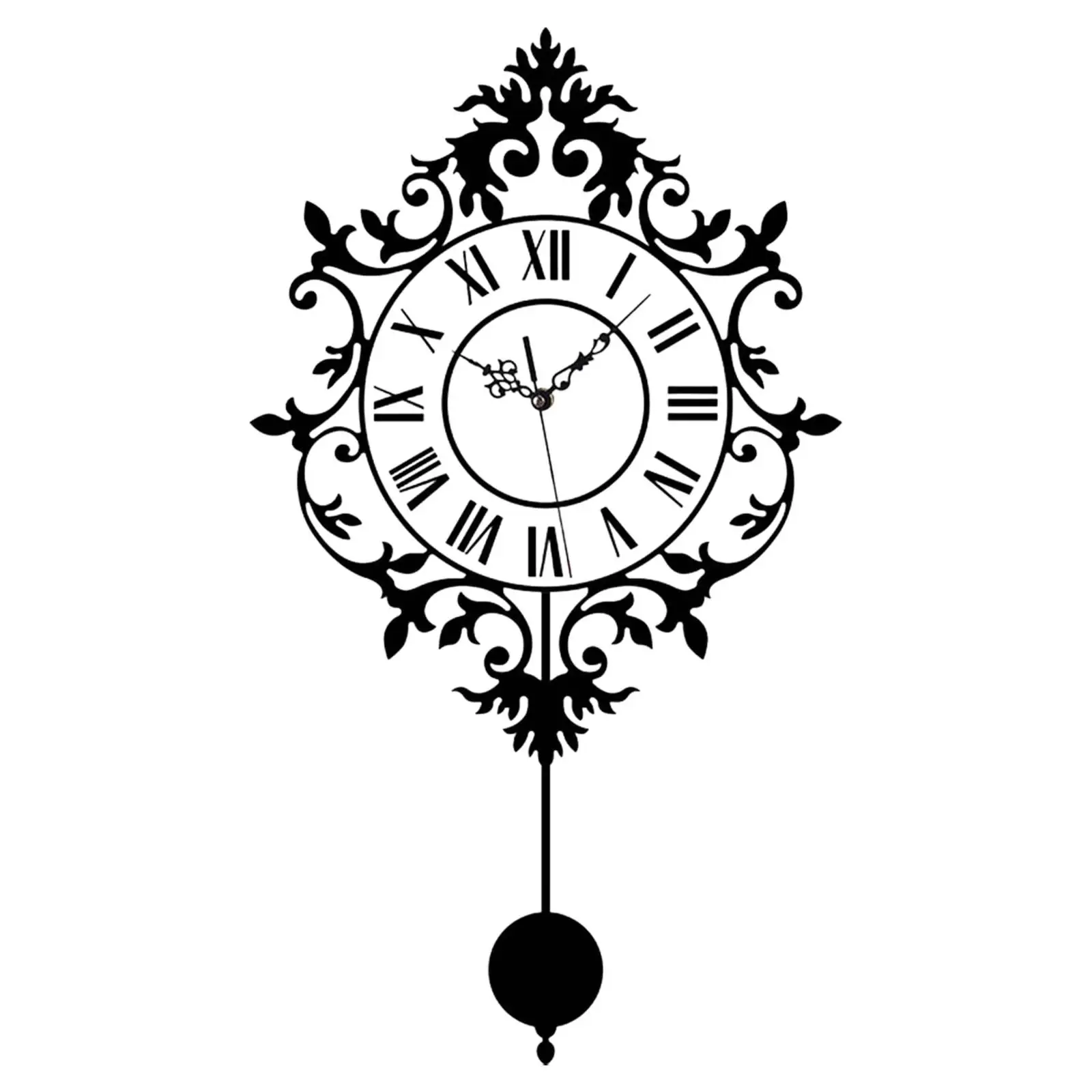 Pendulum Wall Clock Bathroom Wall Art Decor Battery Operated Non Ticking