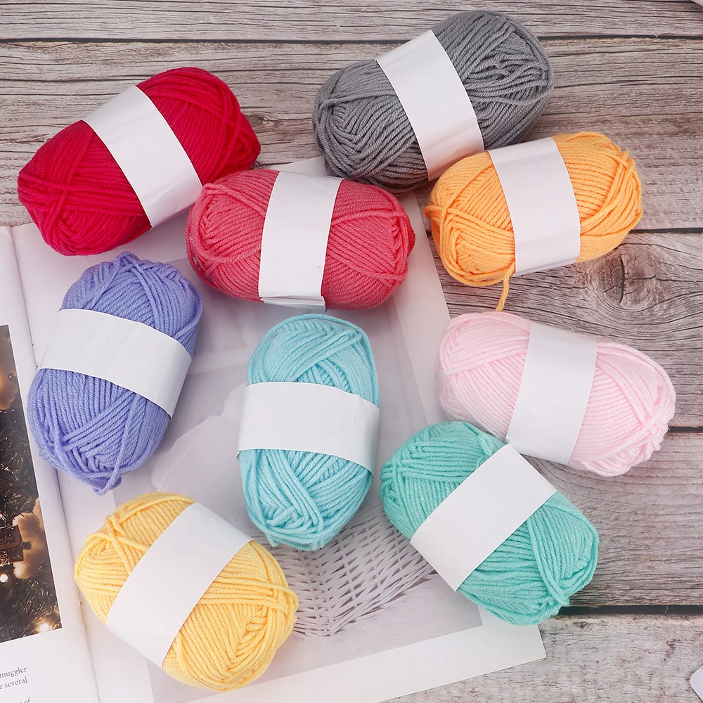 QJH 50 Multicolor 25g Mini Cotton Yarn, Soft Yarn for Crocheting and Knitting Craft Project,Light Worsted Gauge Perfect Beginner