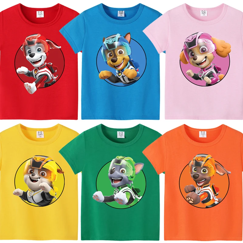 New Paw Patrol T-shirts for Children Kawaii Cartoon Printed Kids Tops Boys Girls Cotton Short Sleeves 2024 Baby Summer Clothes