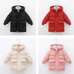 Kids Down Long Outerwear Winter Autumn Big Children Thicken Warm Cotton Clothes Boys Girls Padded Parka Coats Teen Jacket 3-10Y