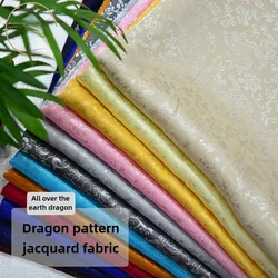 Dragon Pattern Luxury Jacquard Fabric Smooth By Meter for Hanfu Clothing Sewing Micro Elastic Plain Thin Soft Cloth White Glossy