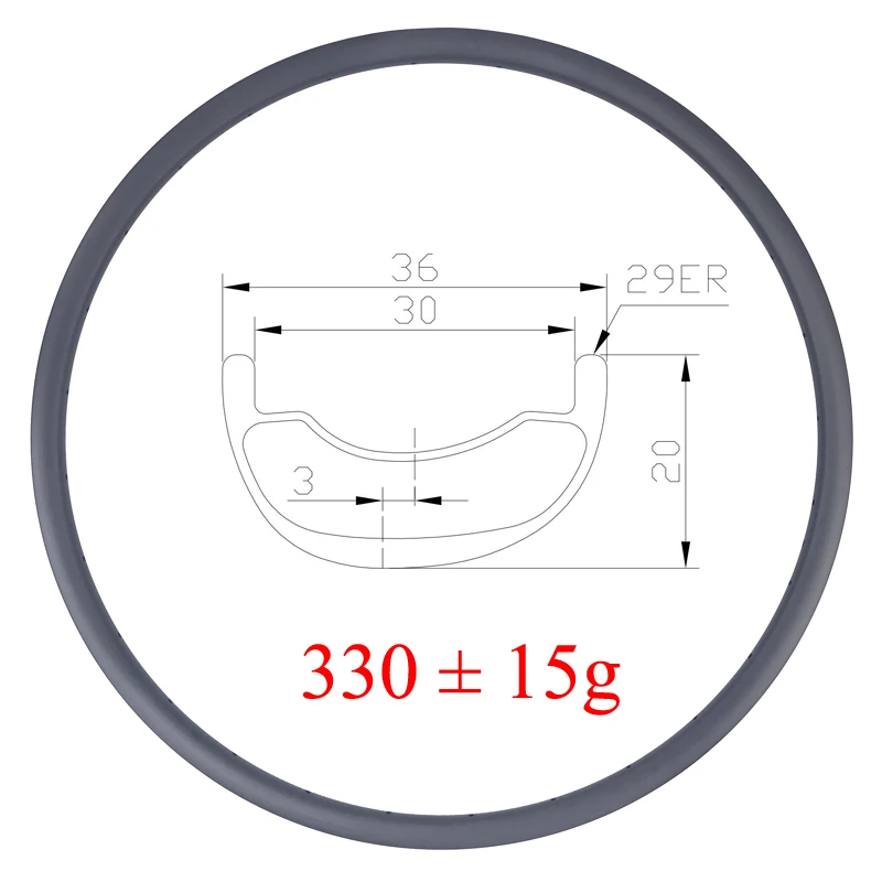 

LIENGU 330g 36mm Asymmetry MTB XC Carbon Rim Bicycle 29er Tubeless 20mm Deep Bike 29 Rings 30mm Inner Width