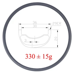 LIENGU 330g 36mm Asymmetry MTB XC Carbon Rim Bicycle 29er Tubeless 20mm Deep Bike 29 Rings 30mm Inner Width