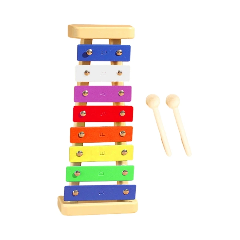 Kid Musical 8-tone Harp Orff Educatief Speelgoed Instrumenten Hout Regenboog Kleur 8-tone Harp Orff voor Kinderen presenteert