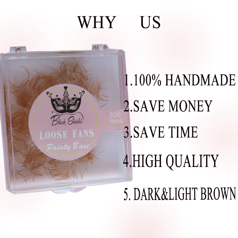 500 팬 다크 브라운 컬러 속눈썹 확장 미리 제작 된 5D 얇은 뿌리 느슨한 브라운 Promade 속눈썹 확장 코스프레 여성 메이크업