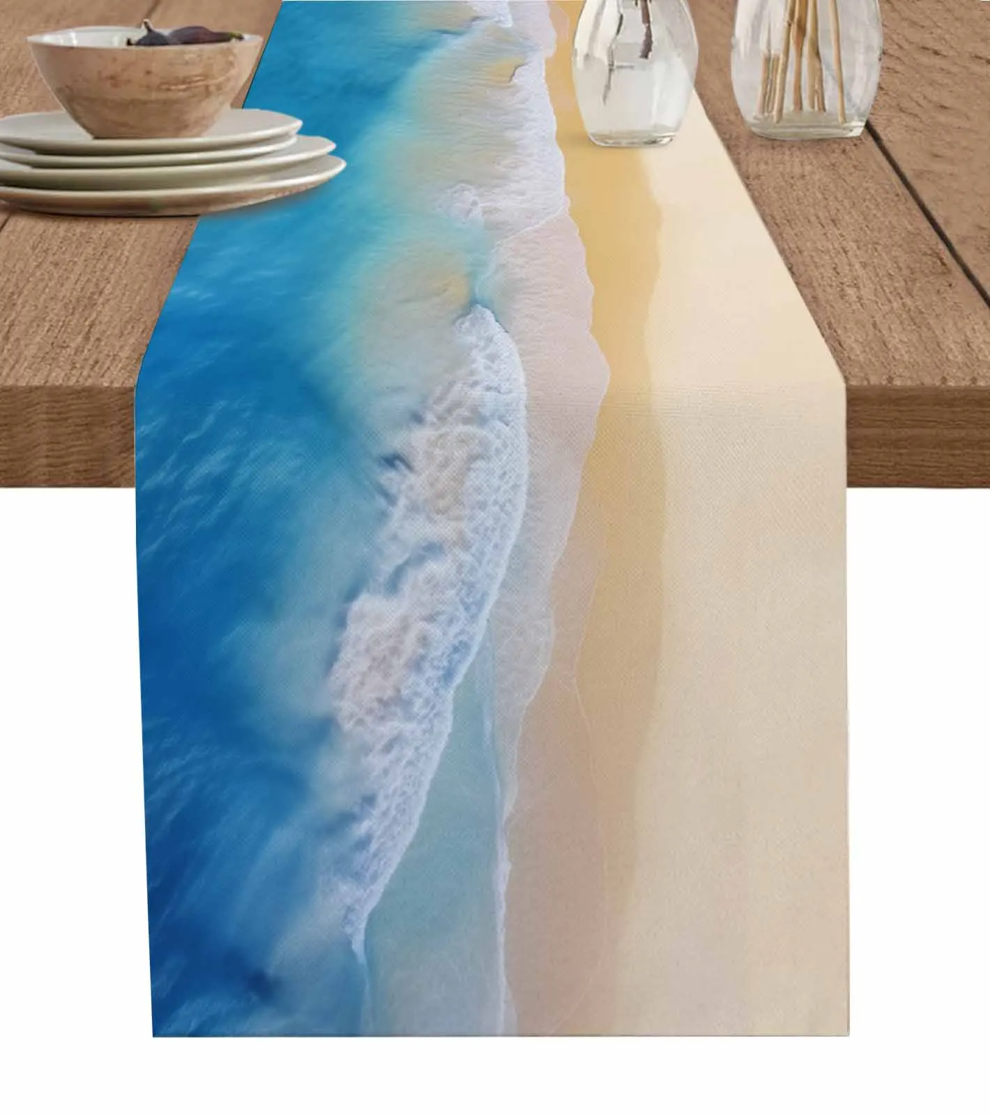 

Ocean Beach Summer Vacation Coffee Table Tablecloth Wedding Decor Home Party Table Runners Kitchen Dining Table Cover Tablemats