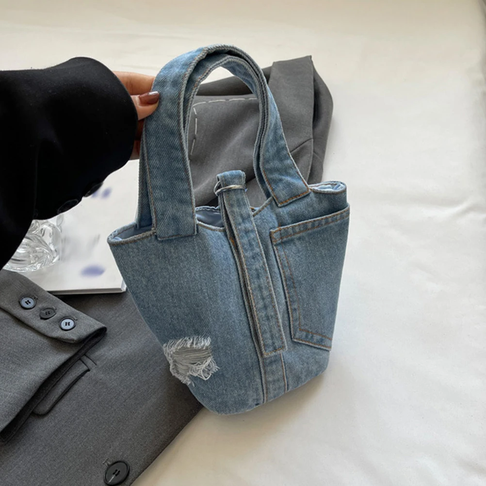 

New Women Denim Purse Portable Denim Handbag Casual Style Denim Bag Vintage Denim Purse Retro Tote Outdoor Denim Purse Bag