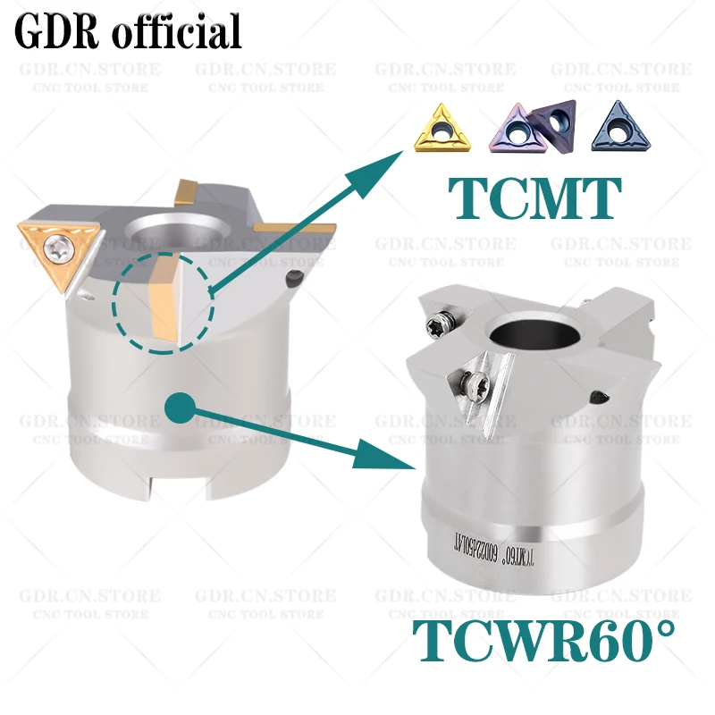 رأس قاطعة طحن بفتحة تتوافق ، رأس قاطع طحن الوجه لحامل أداة FMB22 FMB ، TCWR TC16 TC22 ، 45 60 درجة